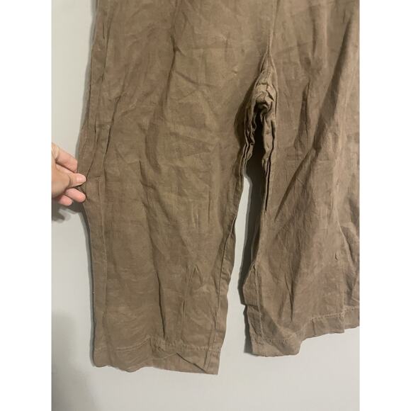 J.Jill Linen Wide Leg Crop Pants Women 12P Tan/brown Beach‎ Resort Wear - Picture 3 of 7